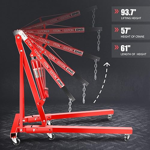 Miniatura 5 de DNA MOTORING Elevador hidráulico plegable de 2 toneladas de elevación de la grúa de la tienda del selector de la cereza con las ruedas para la