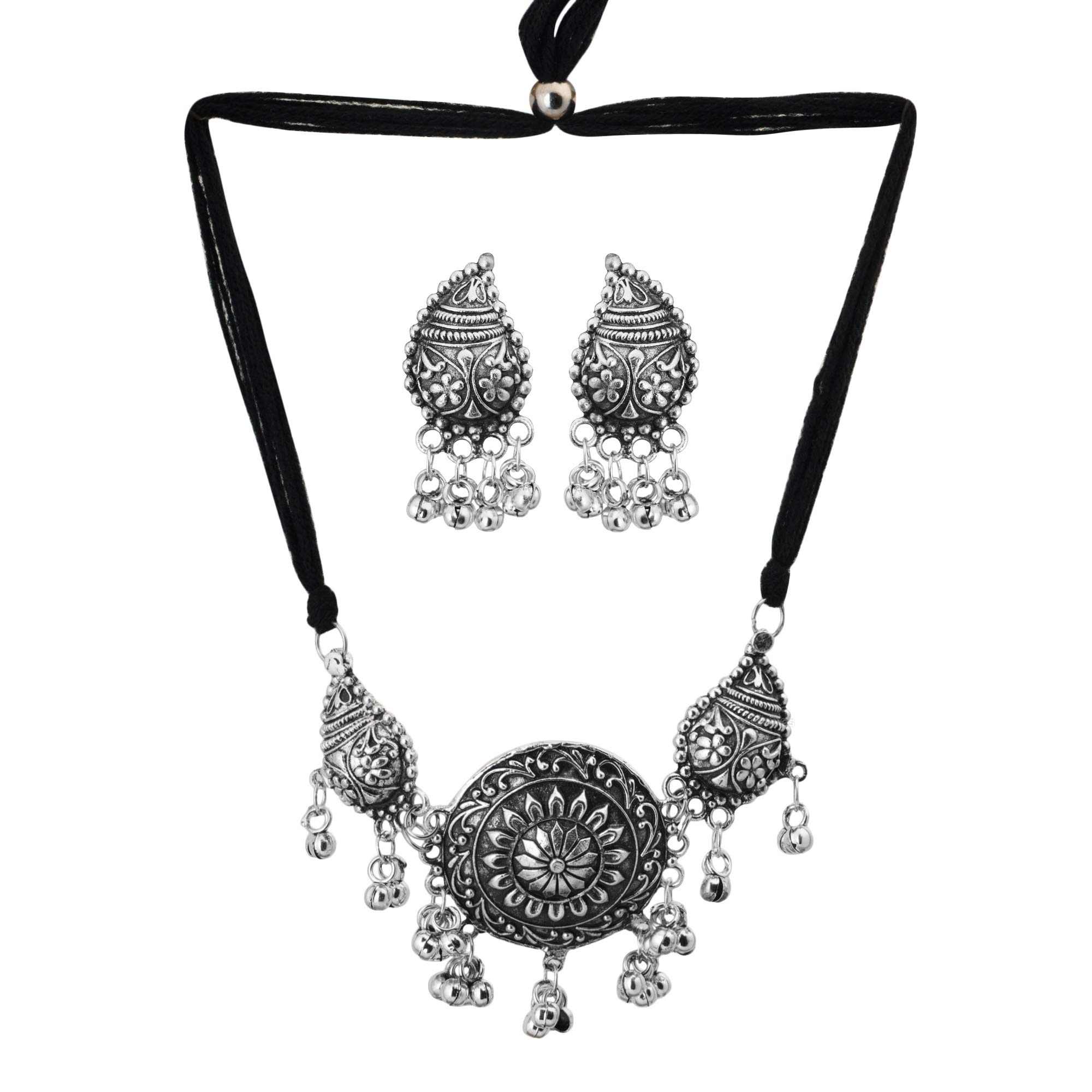 Shreyadzines Exclusive German Silver Oxidized Traditional Latest Fashion Peacock Choker Necklace with Earrings Jewellery Set for Women and Girls (Choker) (B08R3NCKJ9) Amazon Price History, Amazon Price Tracker