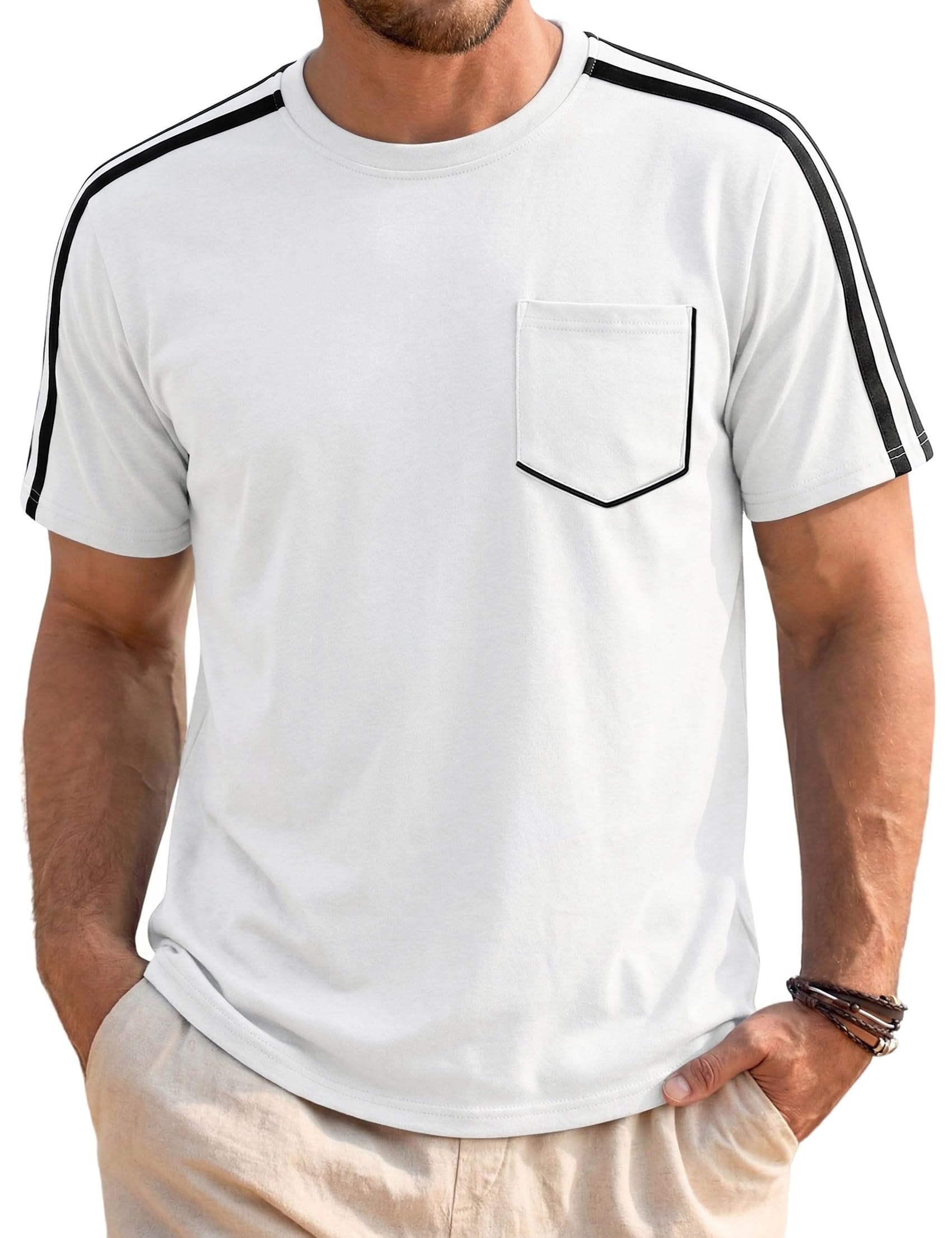 Camiseta de algodón para hombre, cuello redondo, manga corta, informal, verano, tops de corte regular, suave, transpirable, fácil de limpiar, para el tiempo libre y el día a día, S-3XL — view 12