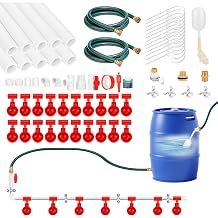 Complete Set Pipeline Automatic Chicken Waterer System, Pipe Chicken Waterer with Water Cups Removable and Washable, Poultry Watering System for Chick Duck Quail Red, 20 Cup