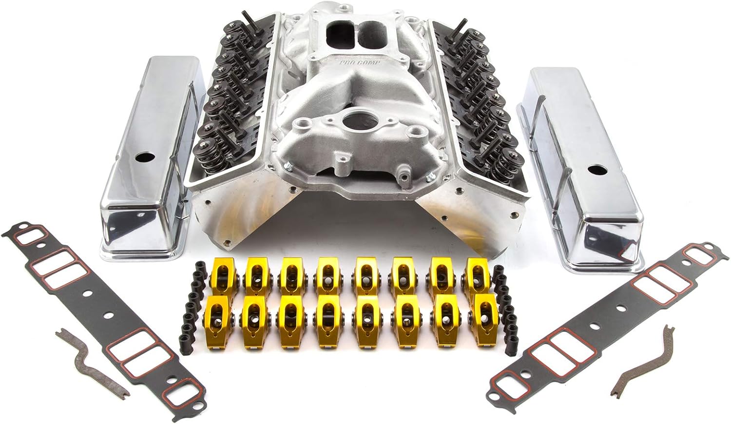 Speedmaster PCE435.1005 Compatible with Chevy SBC 350 Straight Plug Solid FT Cylinder Head Top End Engine Combo Kit