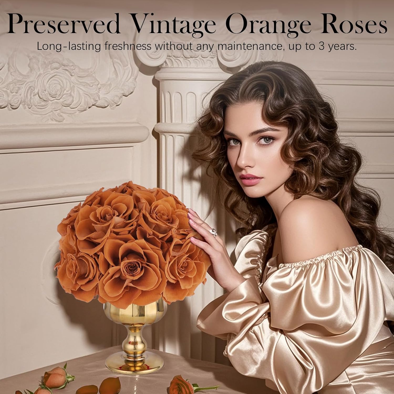 Forever Flowers Preserved Roses in Glass Vase, Flower for Delivery, Eternal Roses Romantic Gift for Women, Table Centerpiece Flowers for Home Decor, Birthday Anniversary Valentine’s Day Gift - Image 3