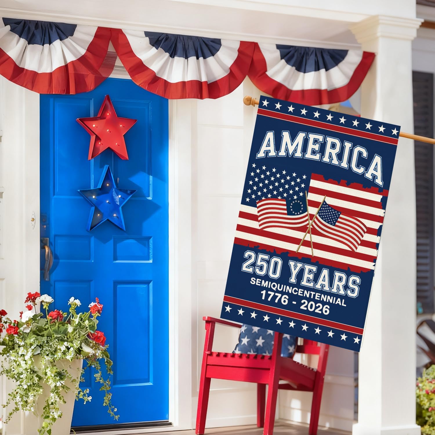 Baccessor America 250 Years House Flag 28x40 Inch Double Sided,USA 250th Anniversary Patriotic 1776-2026 Semiquincentennial Banner Commemorative Outdoor Outside Decoration - Image 3