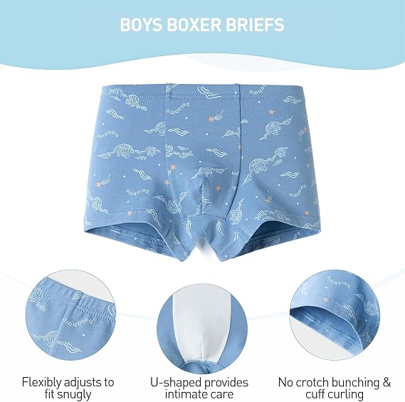 Balabala 3 Pack Cotton Boys Boxer Briefs Toddler Underwear Comfort Lightweight Breathable Stretch Flex Underwear for Boy