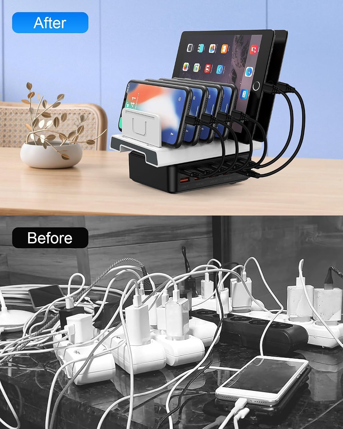 USB C Charger Station for Multiple Devices, 10-Port USBC Charging Hub | 5 USB-C & 5 USB-A Multi Ports, Fast Multiport Wall Charger Block Cube for iPhone 17 16 15 Pro Max iPad Plug Outlet thumbnail