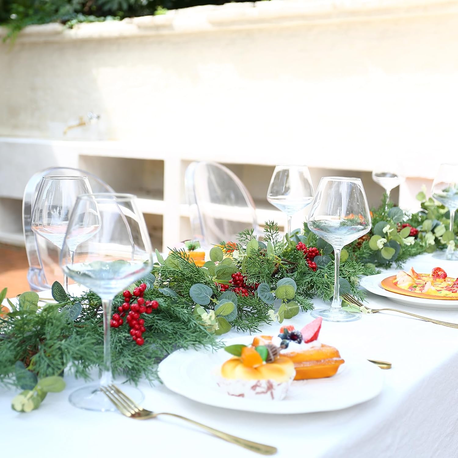 Joyhalo Christmas Garland,6 FT Faux Real Touch Cedar Garland Artificial Realistic Hobby Lobby, Prelit Cedar Garland with Lights Battery Operated for Mantle, Stairs Railing