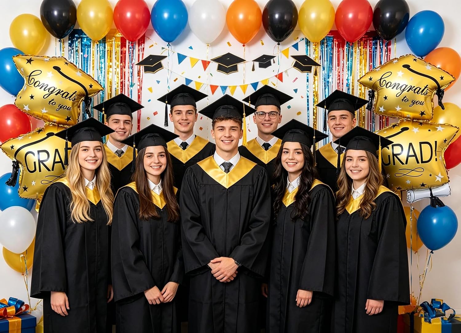 Graduation Mylar Foil Cap Balloons, Large Congrats Grad Party Decorations Supplies, 32 x 20 inch, 2 Pieces