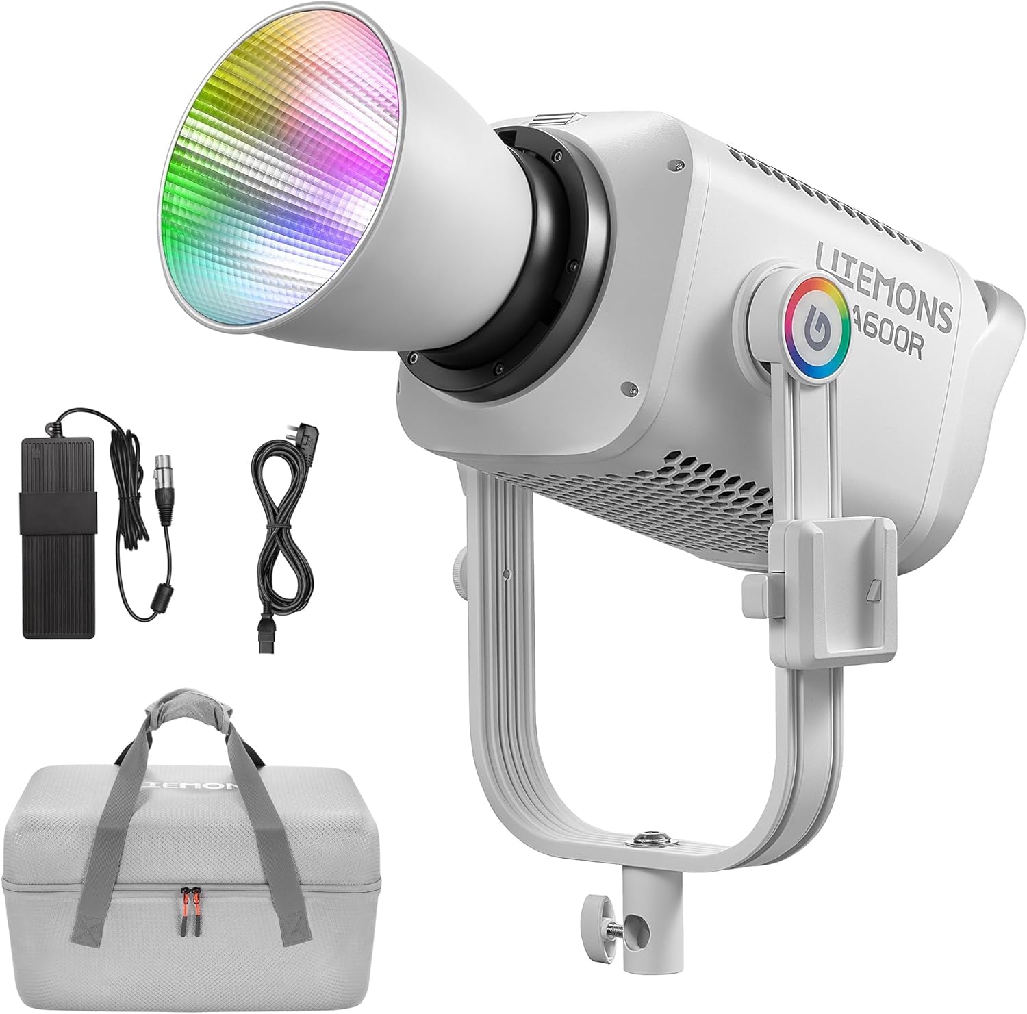 Godox Litemons LA600R RGB LED Video Light with Carry Bag,600W 141,000Lux@1M Studio Light,1800K-10000K Bowens Mount Continuous Lights with 14 FX Effects,App Control,NFC Connection (White)