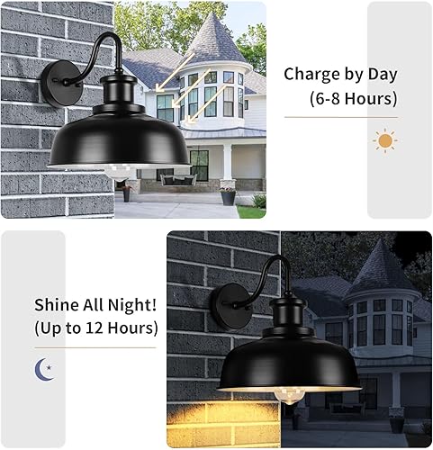 Miniatura 4 de RZSR007 - Lámpara solar de granero para exteriores, con cuello de cisne, funciona con energía solar, aplique de pared exterior de granja, accesorio