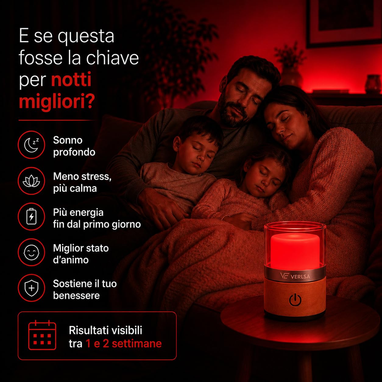 Lampada Luce Melatonina 625nm, 0% luce blu, Flicker-Free, Luce Notturna Neonato/Adulti, dimmerabile, portatile, batteria da 2000 mAh, Bilancia Il Ritmo Circadiano