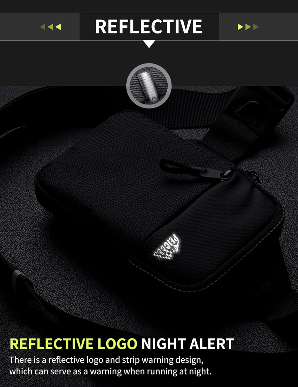 Peicees Mini Crossbody Sling Bag Dual Pocket Water Resistant Running Phone Holder Chest Shoulder Bag for Men Women Travel Gym - Image 8