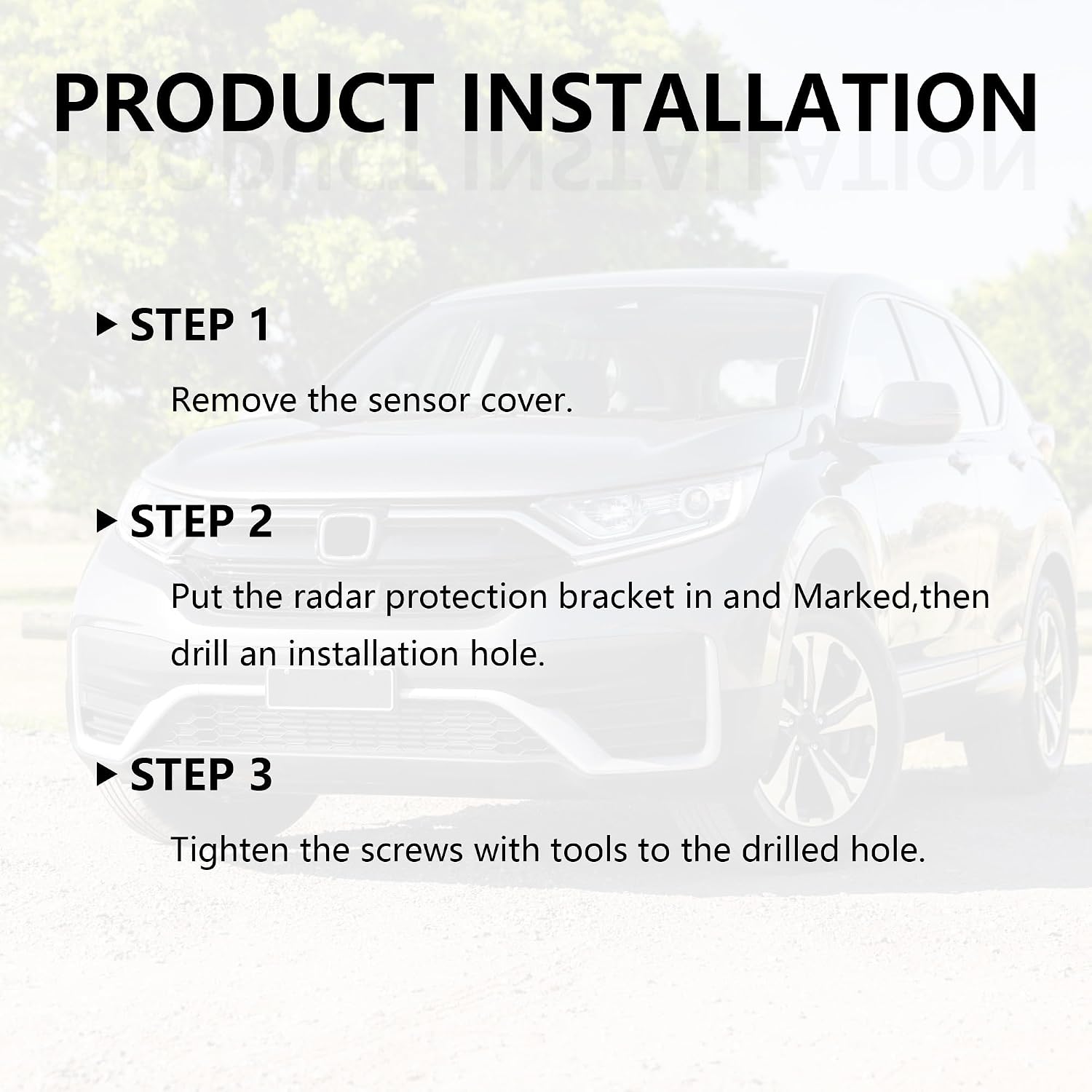 Radar Sensor Anti-Theft Protector Cover, Compatible with Honda CR-V 2017-2022 Models, Black Steel Security Bracket with Security Screws