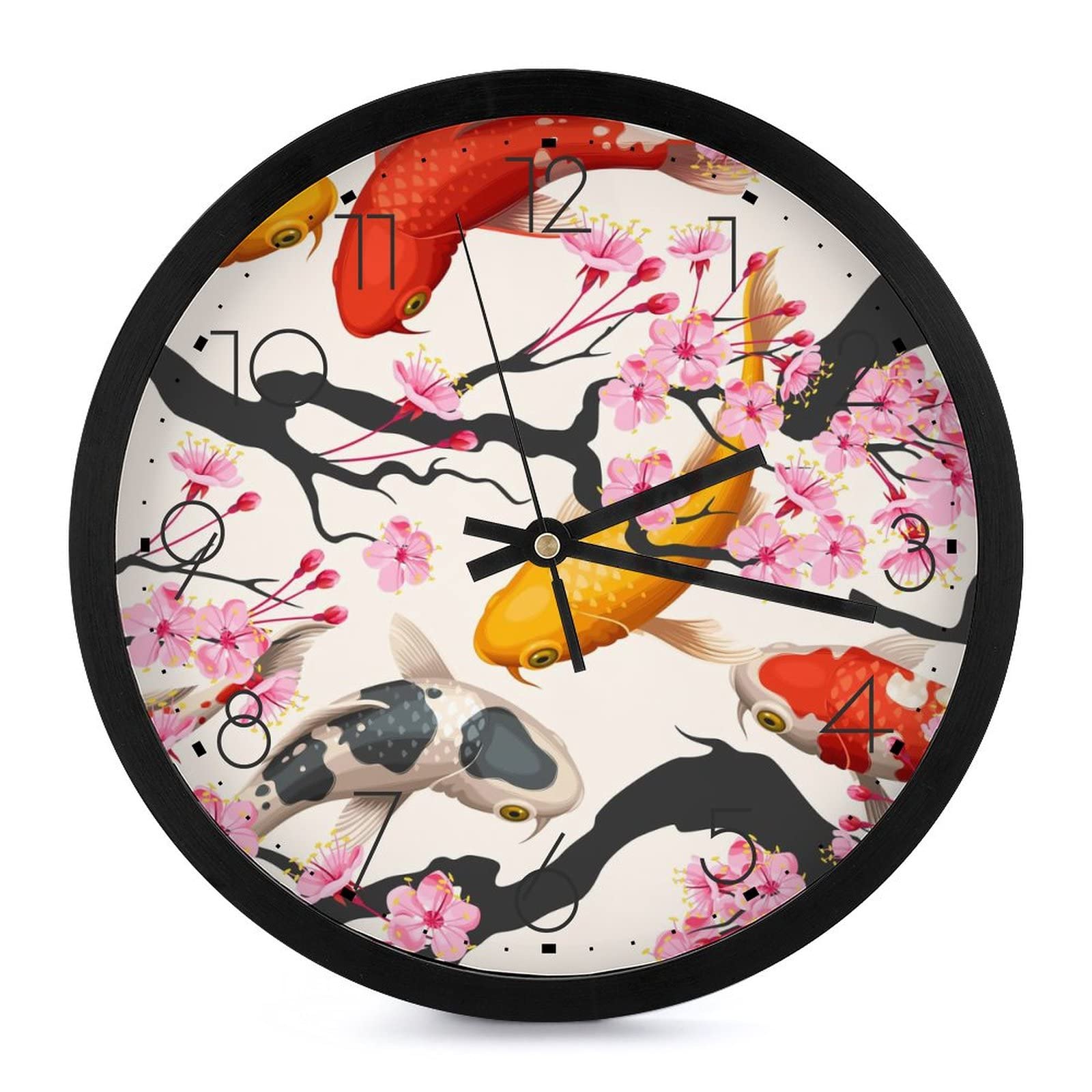Pendule silencieuse fleur de poisson rouge à quartz précise pour chambre 25.4cm