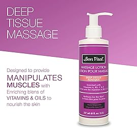 Bon Vital\' Deep Tissue Massage Lotion, 8 Oz, Professional-Grade Moisturizing Lotion for Deep Tissue Therapy, Non-Greasy Skin Softening Formula, Muscle Relaxation, Unscented