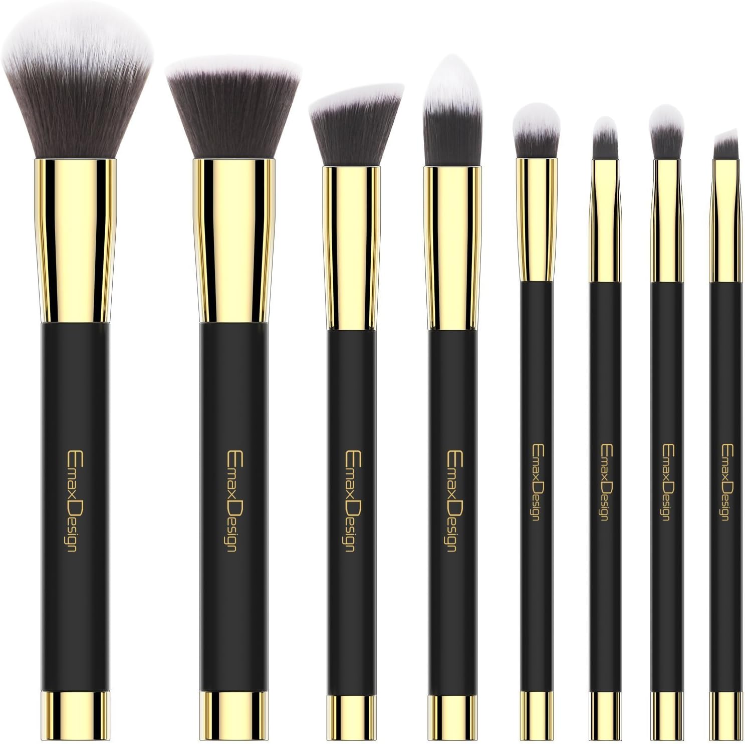 Makeup Brushes EmaxDesign 8 Pieces Makeup Brush Set Face Eye Shadow Eyeliner Foundation Blush Lip Powder Liquid Cream Cosmetics Blending Brush Tools (Golden Black)