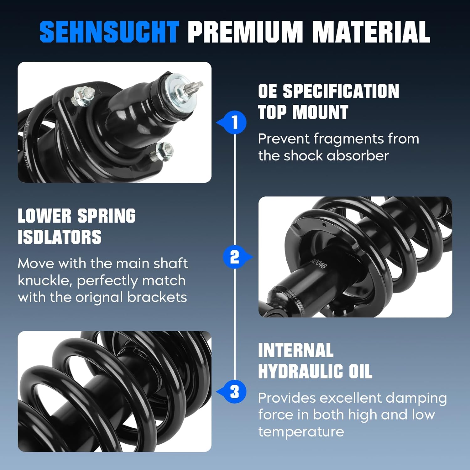 Rear Spring Strut Shock Absorber for Honda CR-V L4 2.4L Sport Utility 2002 2003 2004 2005 2006, Complete Coil Springs Struts Assembly Shocks Absorbers Replace for 181380L, 181380R Left Right