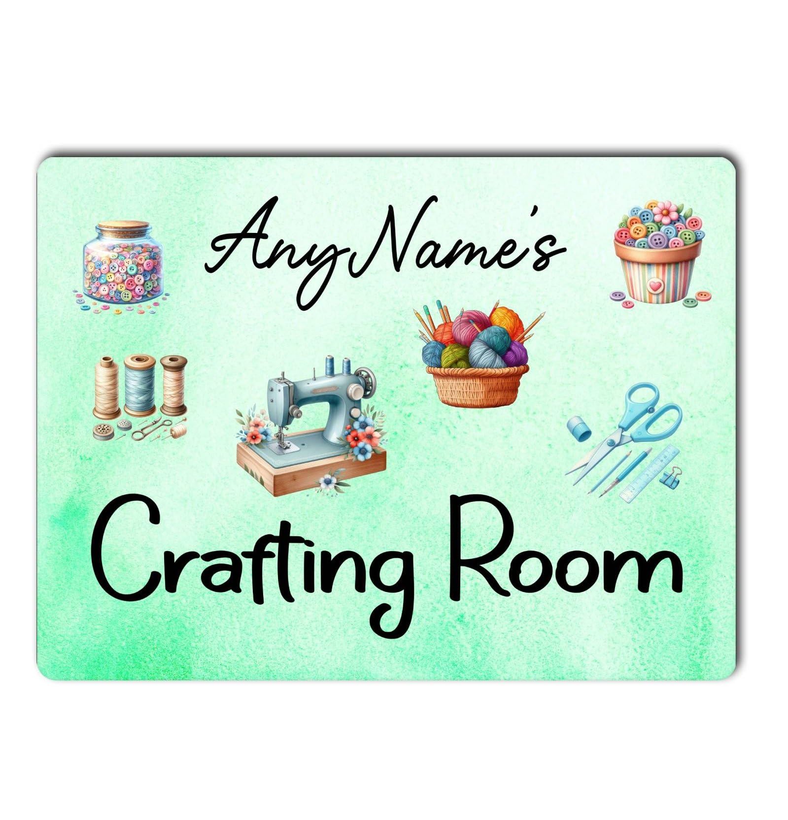 Decalarama Personalised Craft Metal Sign Gift – Any Names Crafting Room - Cute Fun Novelty Aluminium Present