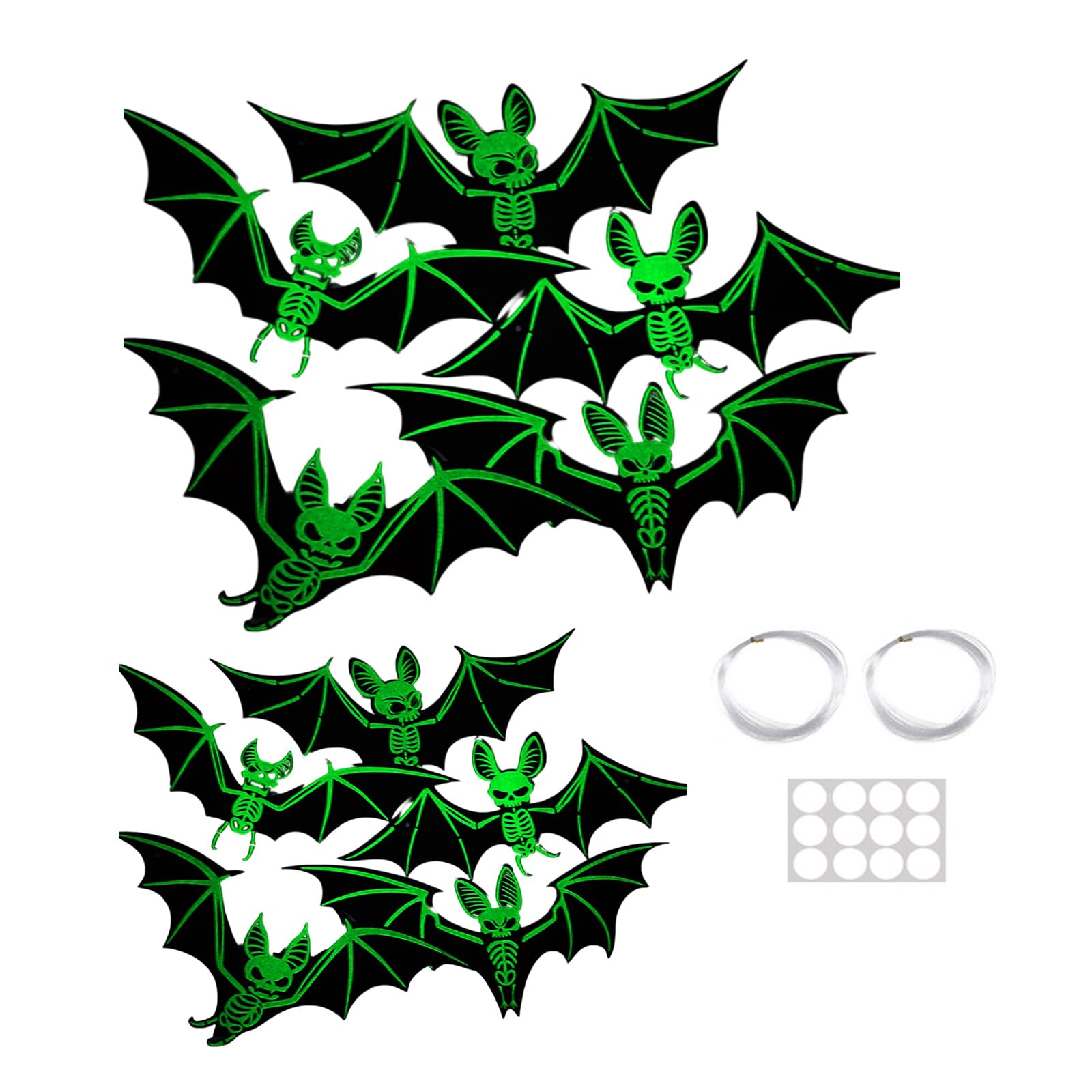 Kalttoy Fluorescent Bat Deck for Festival Celebration Scary Suspended Ornamentation Light in Dark PVC Bat Festival Decorations Flame Retardant the Dark