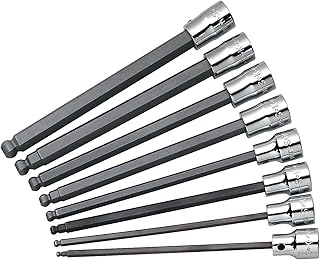 SK Hand Tools 19748 8-Piece 3/8-Inch Drive Metric Long Ball Hex Bit Socket Set