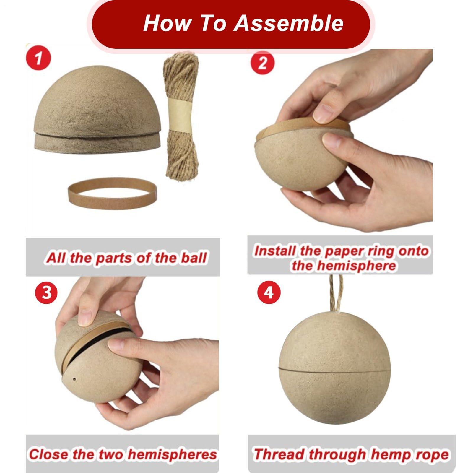 Papiermache runder Ball | Kugelformpapier Ornamente - Bastelmittel für