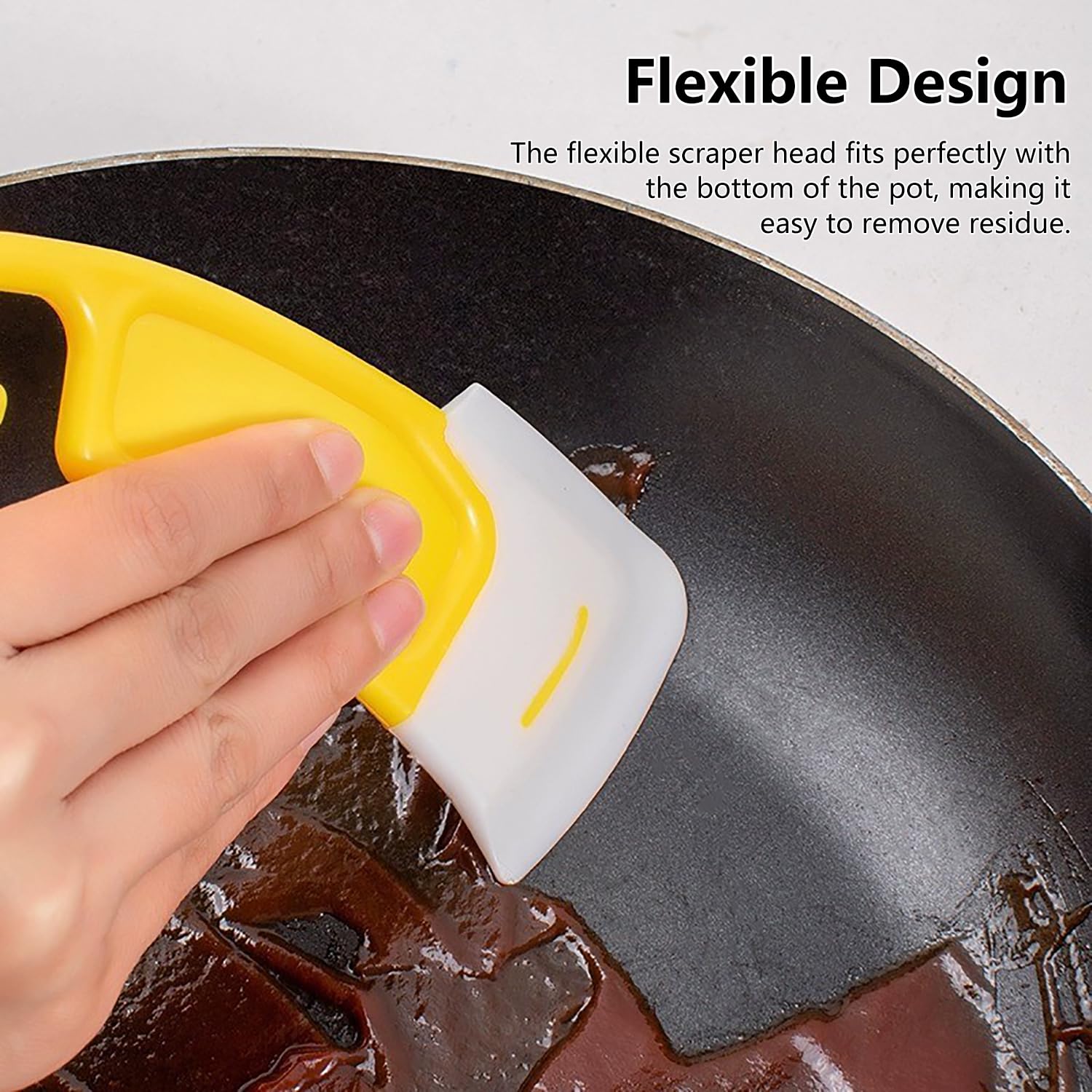 1 Pack Heat-Resistant Silicone Scraper for Baking Grill and Cookware Cleaning – Flexible Non-Stick Pan Residue Remover - Residue from Pots and Pans — view 3