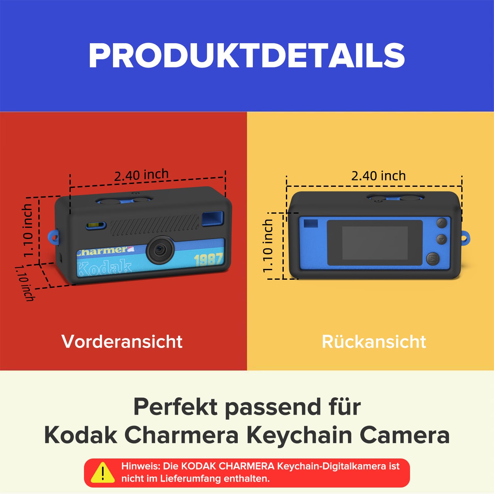 Coque de protection en silicone pour appareil photo numérique Kodak Charmera Keychain avec cordon de transport