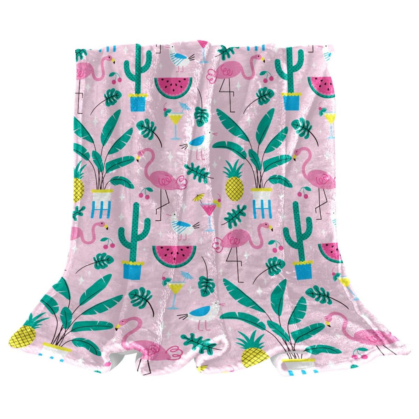 Couverture Polaire Flamant Rose en Microfibre Premium Douce 150x200cm