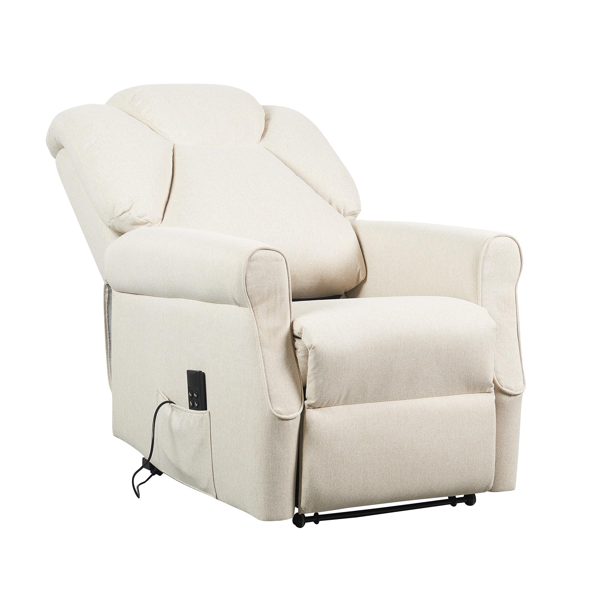 POLTRONE ITALIA Poltrona Relax Alzapersona Zero Gravity 2 motori reclinazione indipendente schienale pediera Carrello retrattile per spostamento utente antimacchia anziani soffice Beige