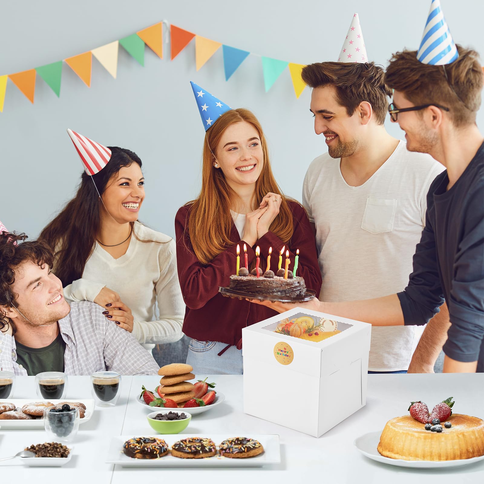 White Cake Boxes with Window - 25 Pack -6