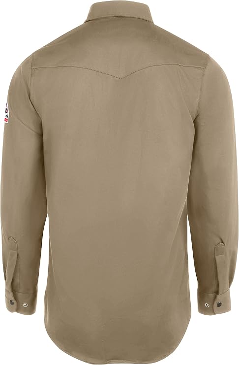 Bulwark Flame Resistant 7 oz Cotton Excel FR Snap-Front Uniform Shirt with Two Chest Pockets, Topstitched Cuff