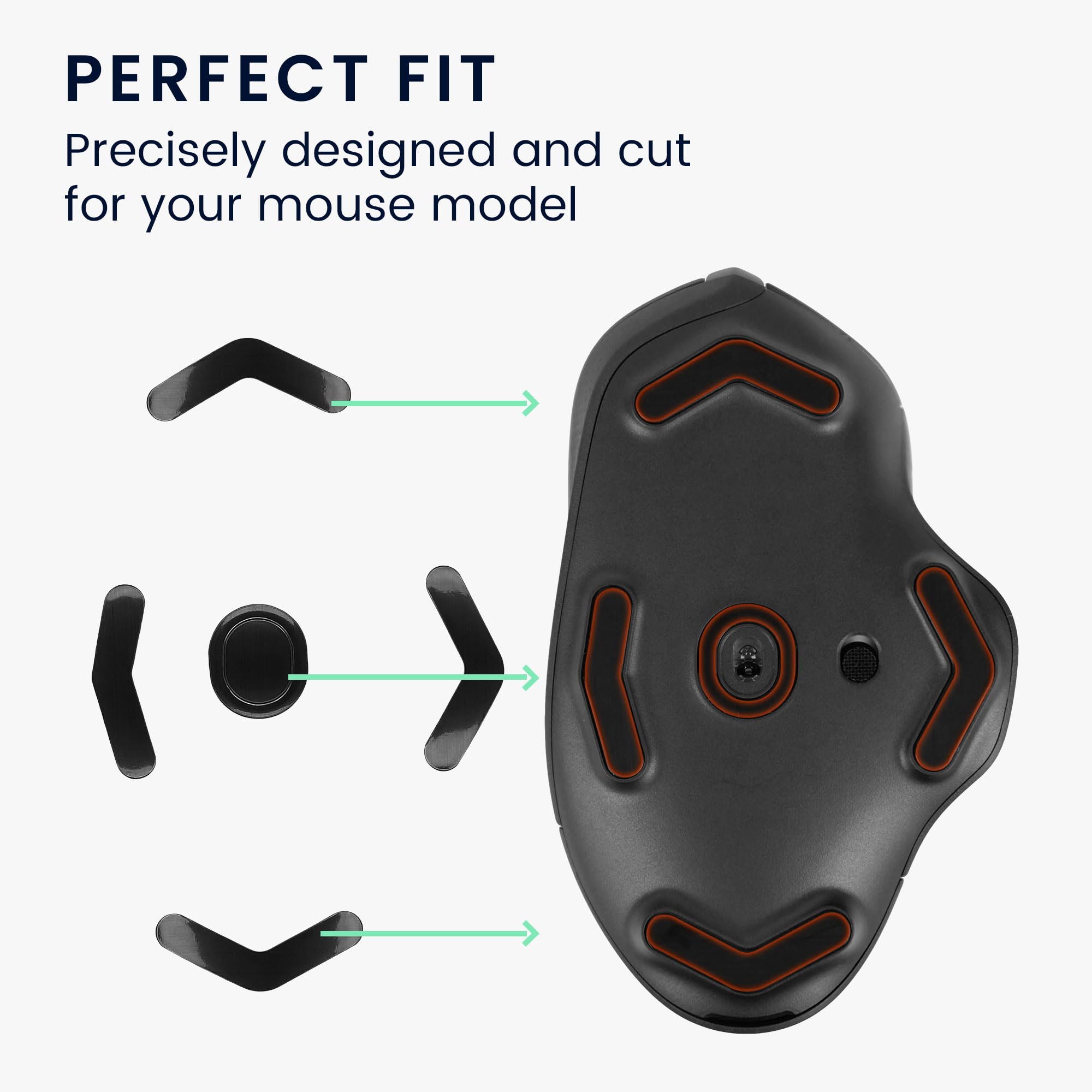 Kwmobile Set Piedini Di Ricambio In Gomma PTFE Per Mouse Logitech MX Master 2S - Kit Di Sostituzione, Adesivi, Precursori, Nero