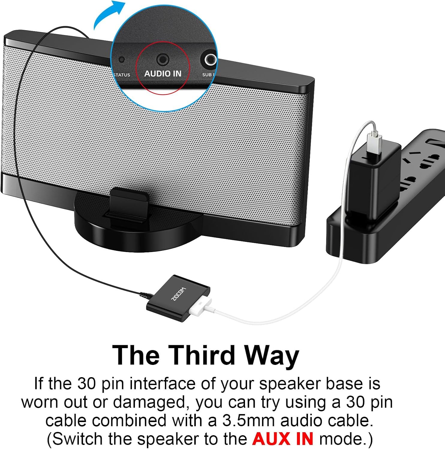 ZIOCOM 30 Pin Bluetooth Adapter for Bose Sounddock and Other 30 pin Music Docking Station iPhone iPod Dock Speaker(Not Suitable for Car, Motorcycle) (Black) - Image 4