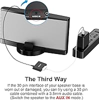 Vista 4 de ZIOCOM 30 Pin Bluetooth Adapter Receiver for Bose iPod iPhone SoundDock and Other 30 pin Dock Speakers with 3.5mm Aux Cable(Not for Car and