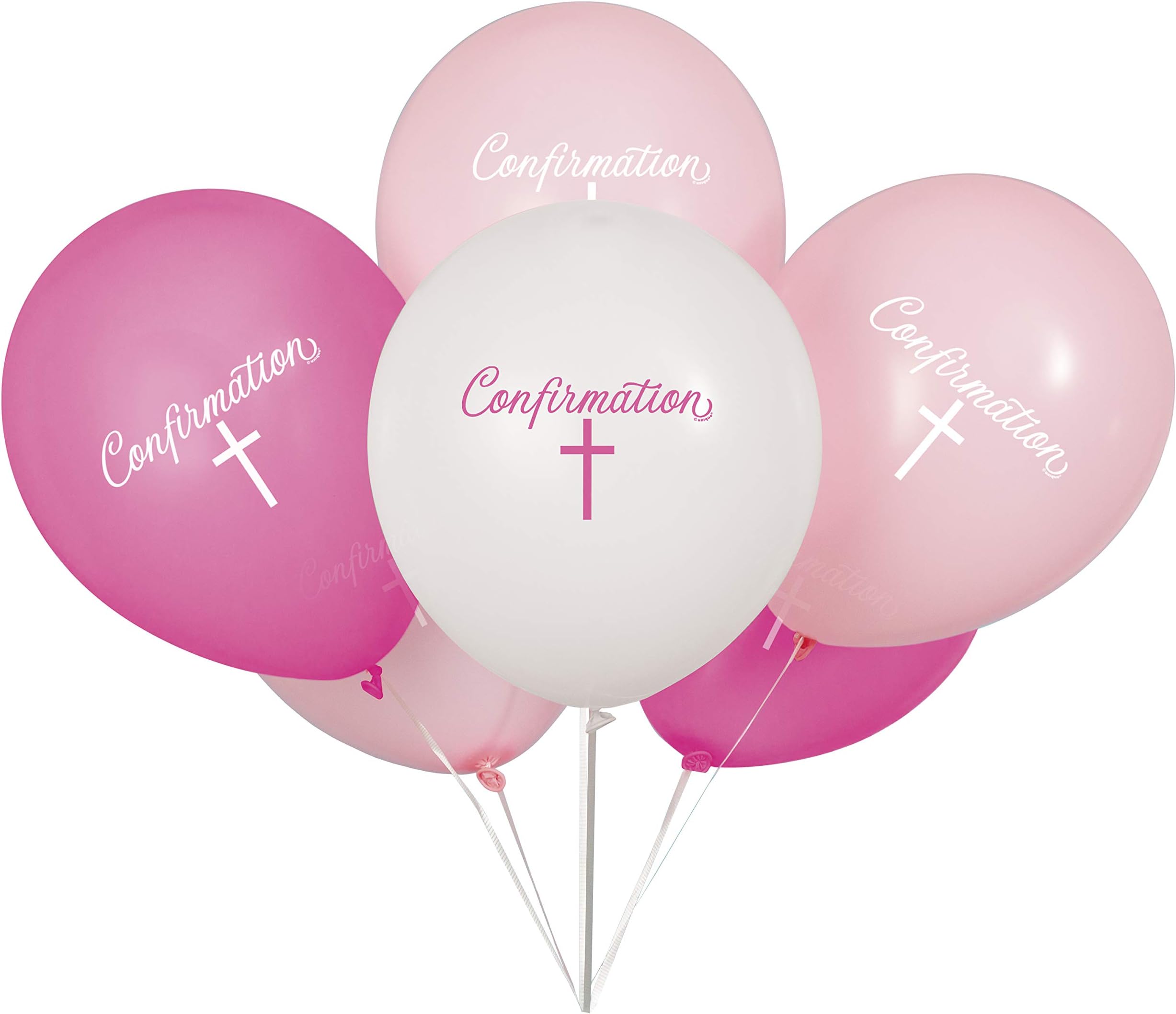 Fancy Pink Cross Confirmation Latex Balloons (30cm) - Perfect Decor for a Memorable Religious Event - 8ct