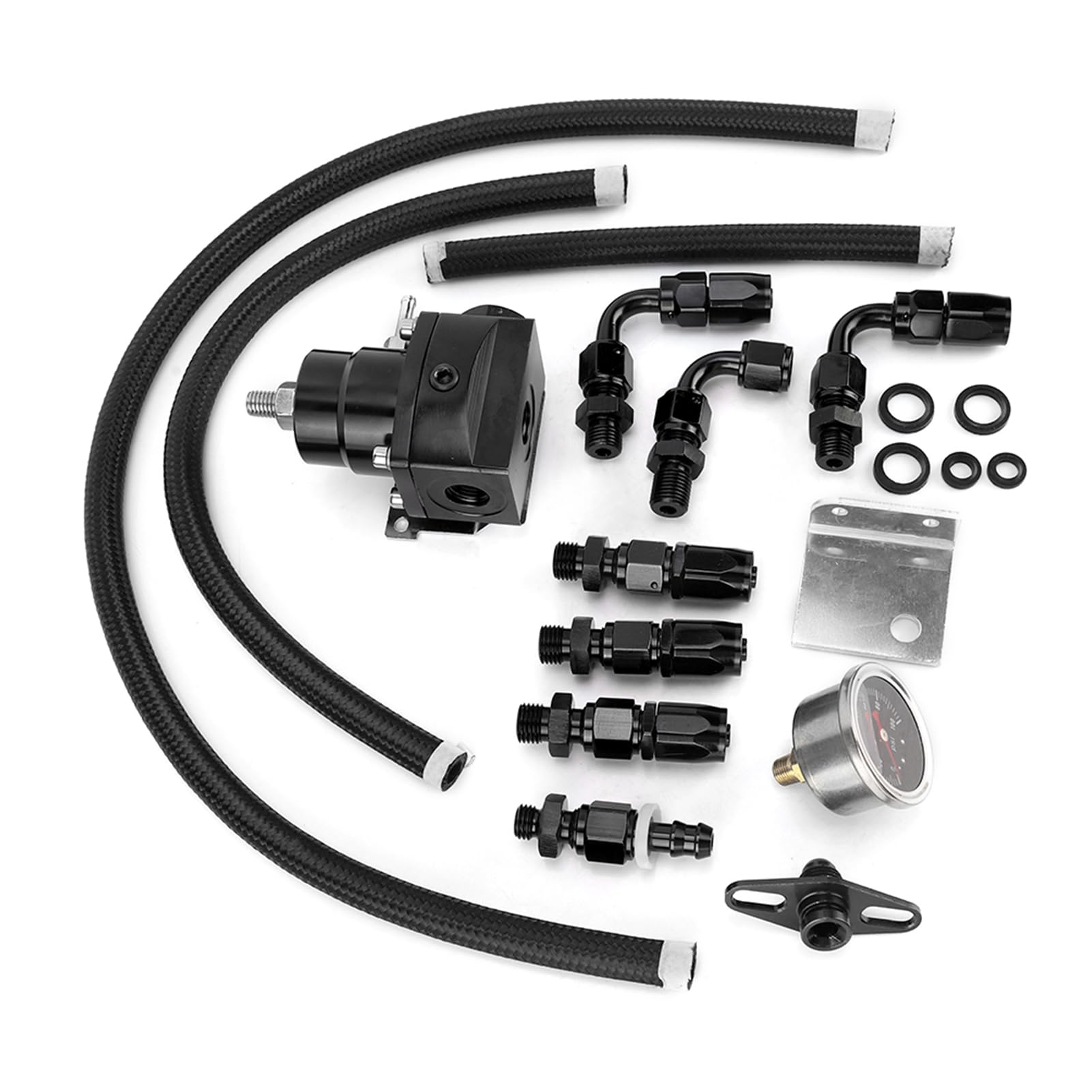 Kit de Regulador de Presión de Combustible Ajustable para Automóvil con Medidor de 100 PSI, Acero Inoxidable 304, para Motor Turboalimentado de Alto Rendimiento (BLACK)