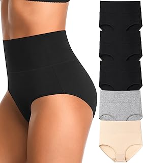 High Waisted Womens Underwear Cotton Tummy Control Postpartum Full Coverage Panties Stretch Briefs Black