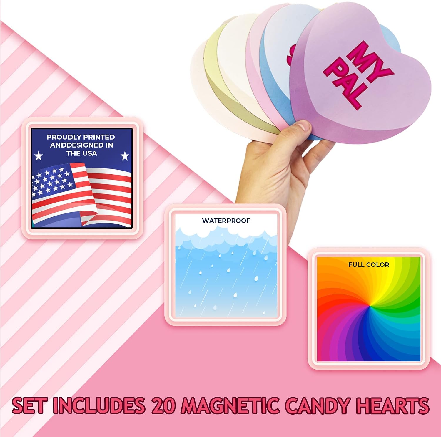 VictoryStore Valentine Garage Door Magnets, 20 Pieces, Jumbo Candy Heart Magnet, Indoor or Outdoor Garage Door Decals
