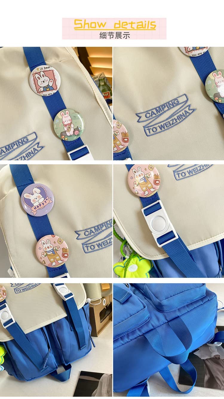 Kawaii Mochila bonita y bonita bolsa de alfileres estética japonesa para niñas, suministros de vuelta a la escuela, bolsas de libros, Café