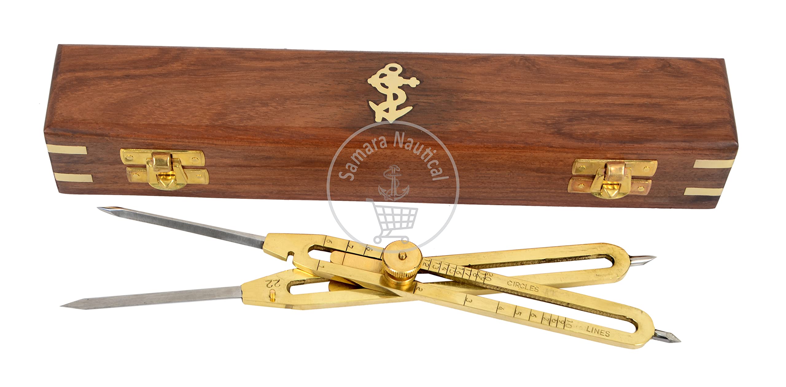 Artist Proportional Scale Divider Drawing Tool Professional 9” Long Solid Brass with Heavy Duty Steel Point with with Wooden Box