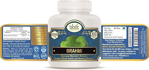 Miniatura 2 de Veena Biotic Brahmi Cápsulas  Extracto de Bacopa Monnieri 500 mg  120 cápsulas vegetales (paquete de 2)