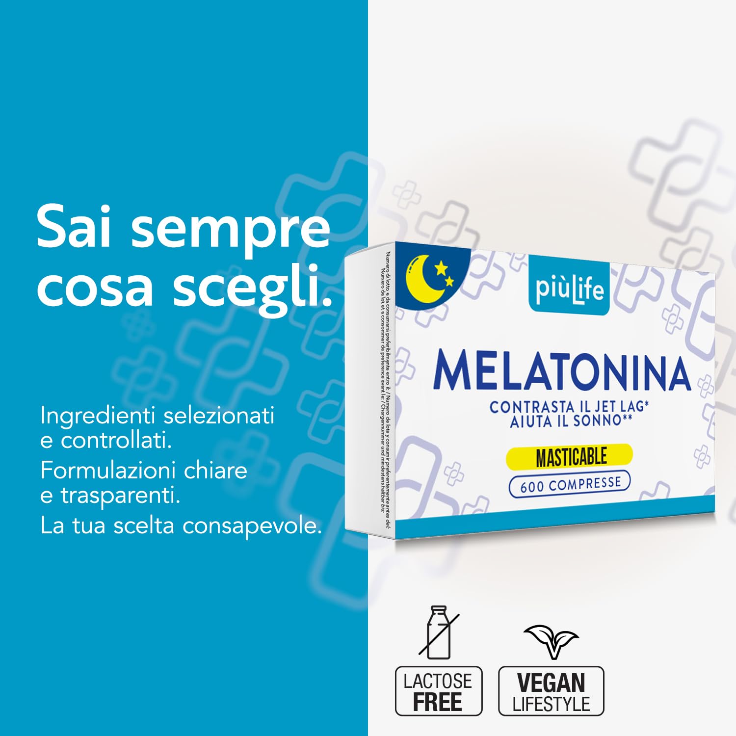 Melatonina Per Dormire Meglio – 1 mg per compressa – Caramelle melatonina forte e pura, senza zucchero – Allevia Jet Lag, Pastiglie per dormire come un Sonnifero Naturale Sonno zZZ – PiùLife