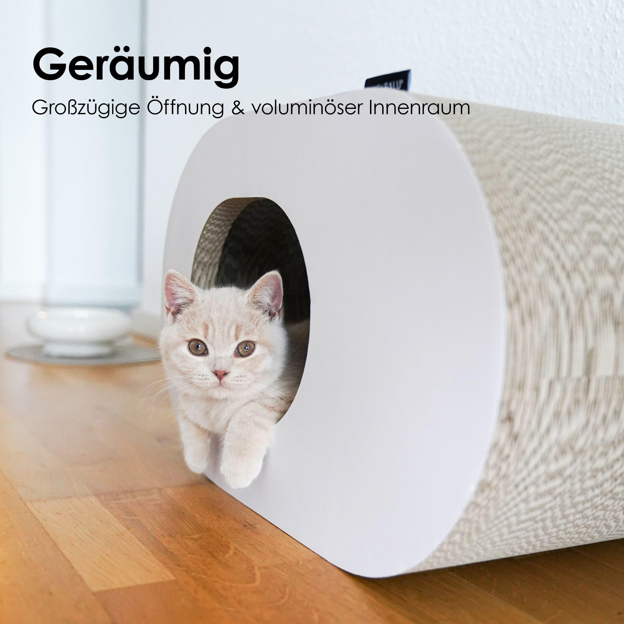 LucyBalu PAPERCAVE Cueva para gatos de cartón rascador, posibilidad de arañar para gatos, cabaña de cartón ondulado, espacio para dormir para gatos, muebles para gatos, casa rascadora, juguete para