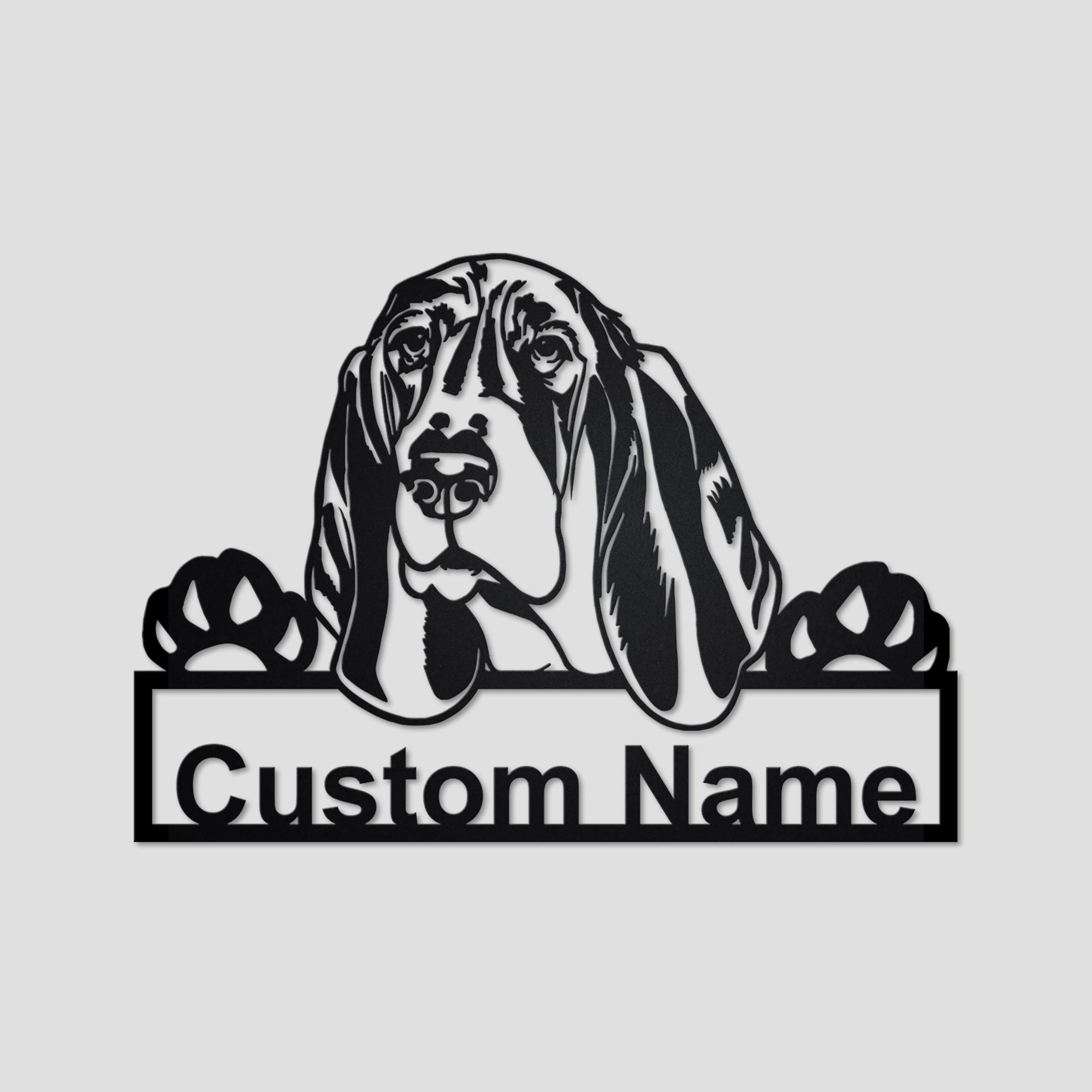 Personalized Basset Hound Signs, Custom Dog Sign Outdoor Decor, Basset Hound Statue Wall Art, Pet Lover Gift, Dog Name Plaque, Fence Decoration, Address Sign, Porch Decor