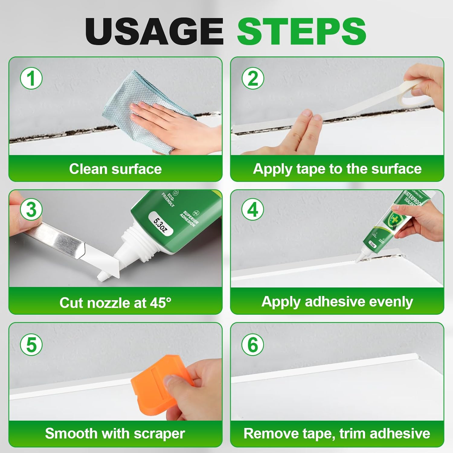15.9 Fl Oz Silicone Caulk (3 Pack 5.3 Fl Oz) Squeeze Tube Waterproof