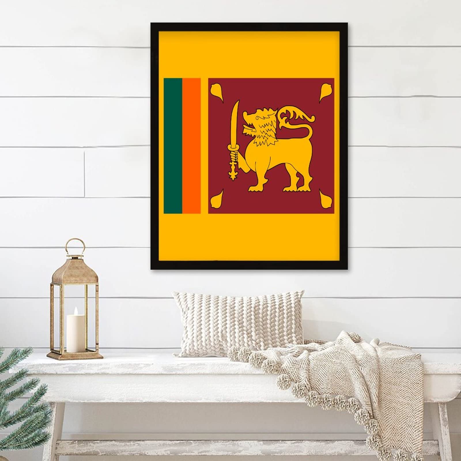 Drapeau du Sri Lanka en bois pour sublimer votre chambre exotique