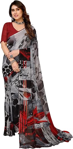 ANAND SAREES Women's Regular Fit Printed Georgette Saree with Blouse Piece | Stylish &amp; Attractive | Fancy Saree for Partie...