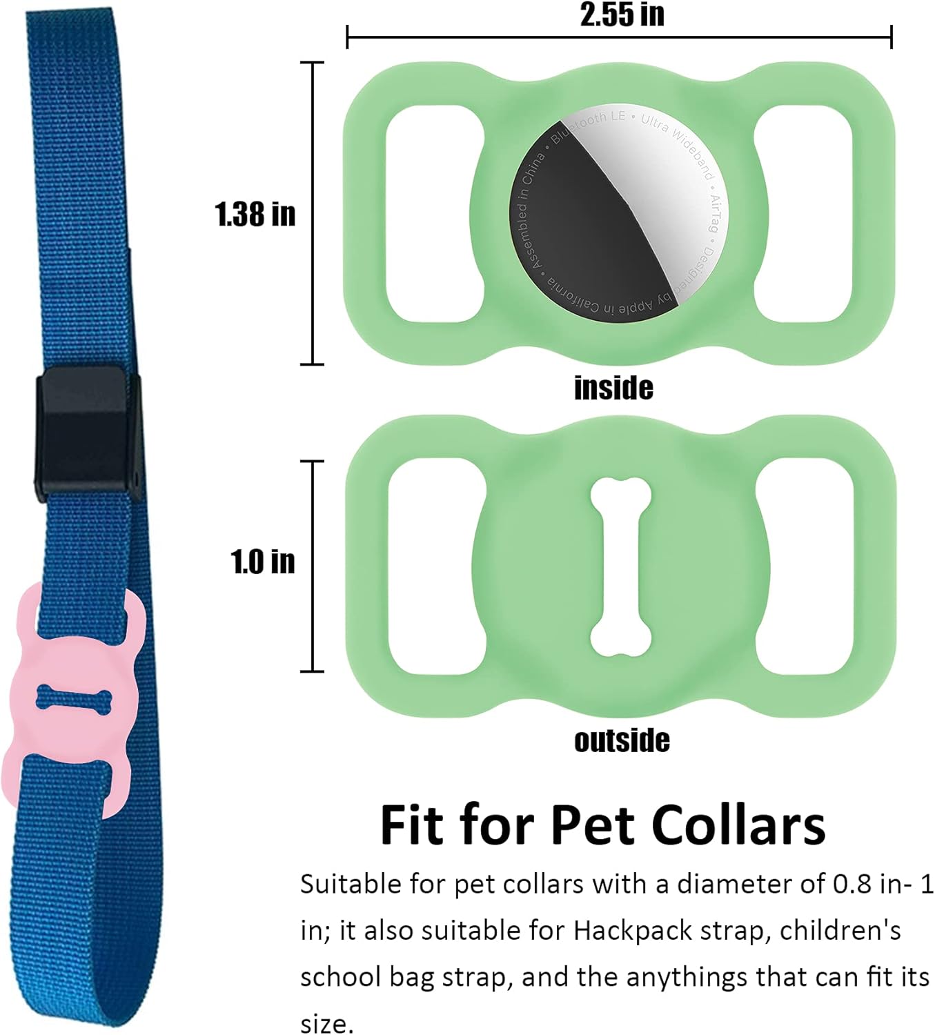 protective case compatible for apple airtag gps tracker locator fit for pet collar loop holder dog cat accessories air tag silicone protective case
