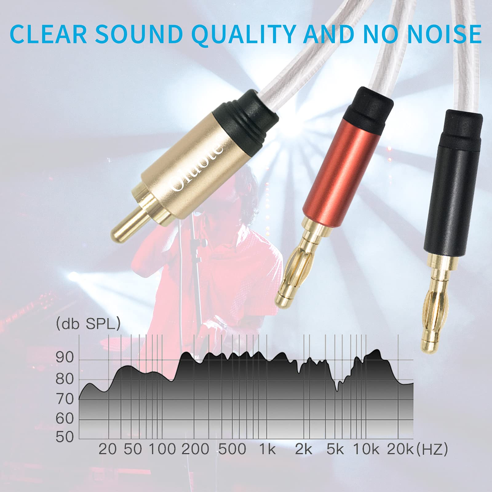Oluote Luidsprekerkabel, Cinch Stekker Naar Banam Stekker, Kabel Voor Luidspreker Adapter Banaanstekker Versterker En Subwoofer 3 M 1274323325