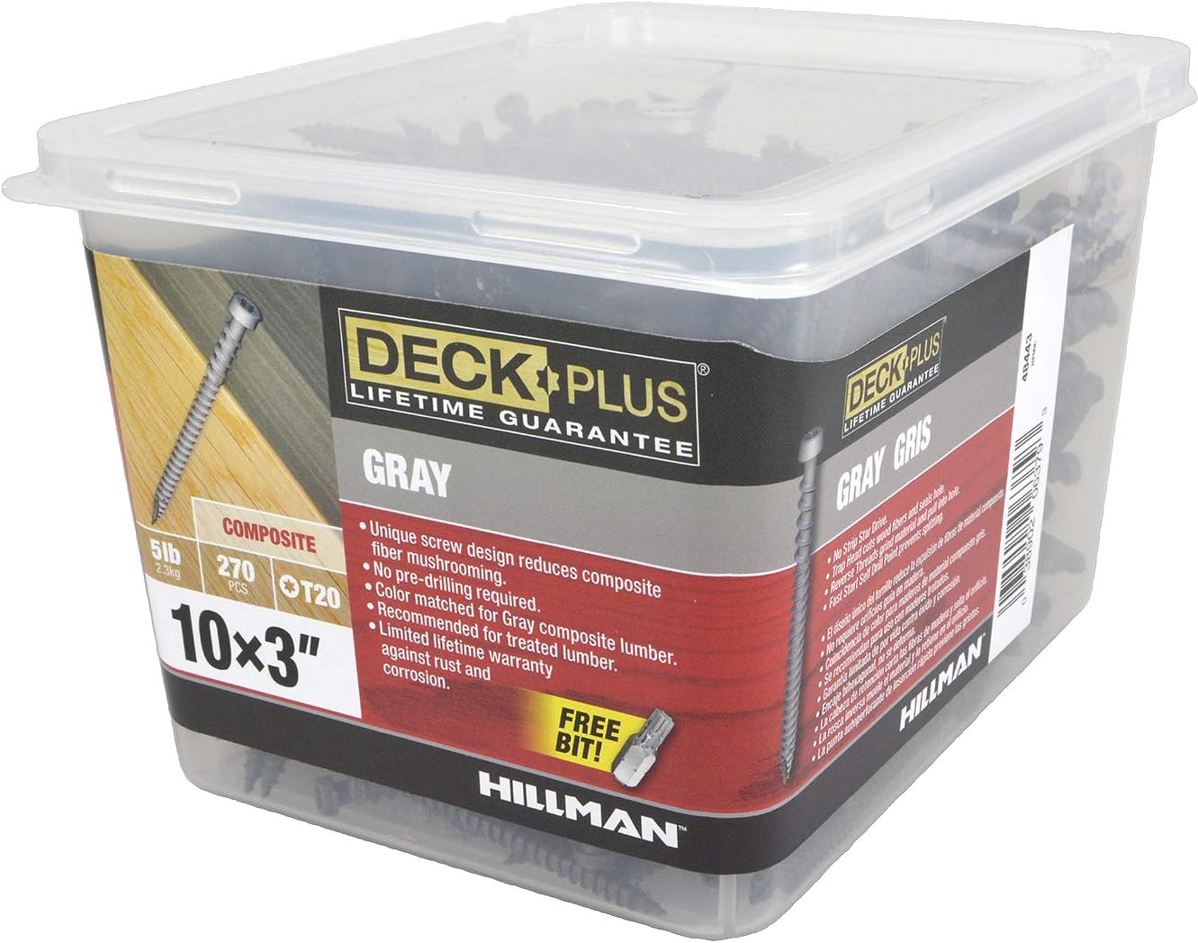 Deck Plus 48443 Gray Star-Drive Composite Deck Screws (#10 x 3")