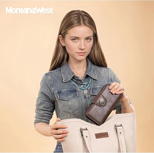 Miniatura 3 de Montana West Billeteras para Mujeres Billeteras Plegables Occidentales para Mujeres de Gran Capacidad Billetera para Tarjetas de Crédito y Efectivo